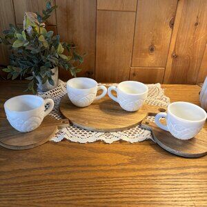 Milk Glass Concord Pattern Punch Glasses